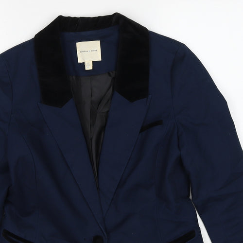 Silence + Noise Womens Blue Cotton Jacket Suit Jacket Size M