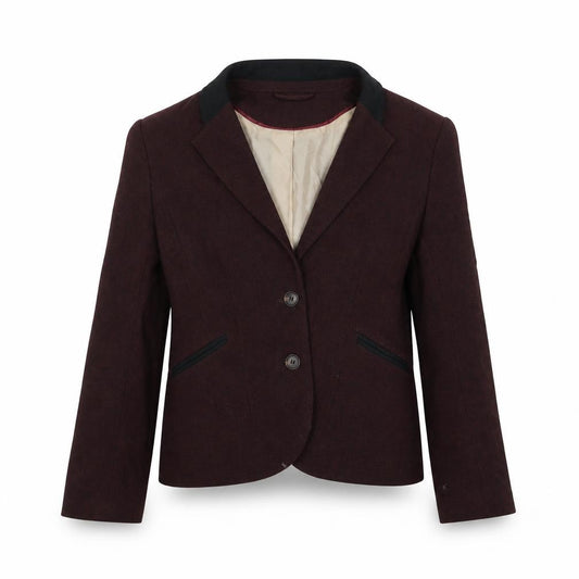 Front view of H&M women’s red polyester jacket blazer, size UK 6