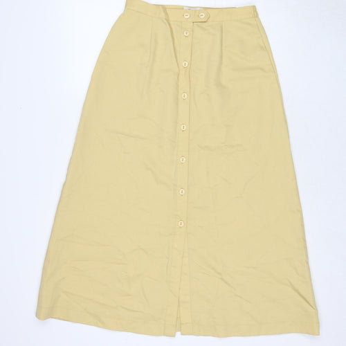 Emreco Womens Yellow Polyester Swing Skirt Size 12 Button