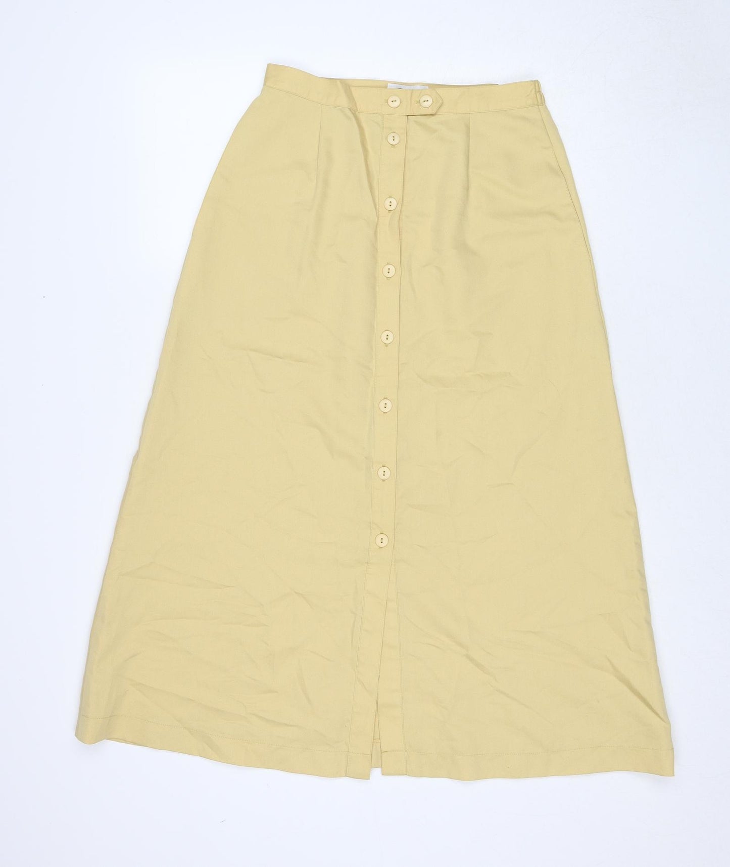 Emreco Womens Yellow Polyester Swing Skirt Size 12 Button