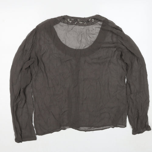 Cote Femme Womens Brown Polyester Basic Button-Up Size 20 Round Neck