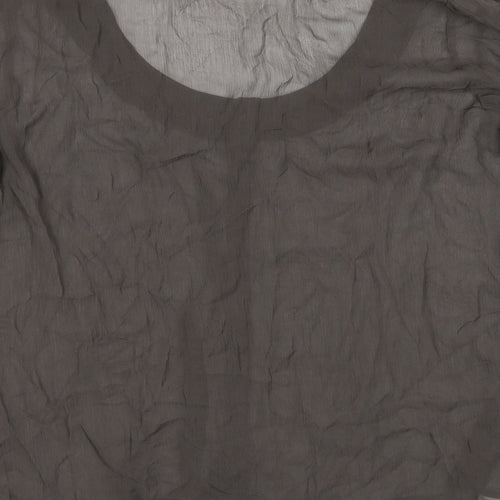 Cote Femme Womens Brown Polyester Basic Button-Up Size 20 Round Neck