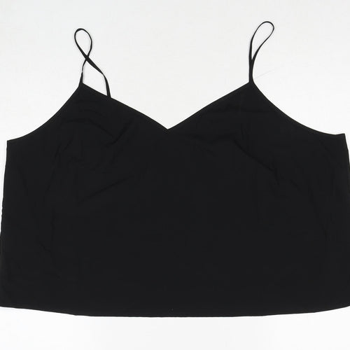 H&M Womens Black Polyester Basic Polo Size 22 V-Neck