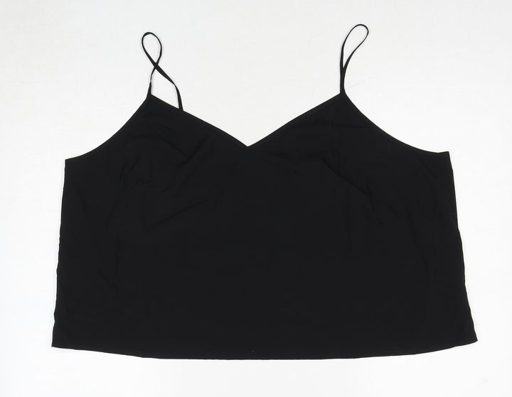 H&M Womens Black Polyester Basic Polo Size 22 V-Neck