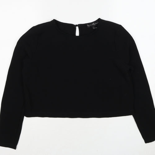 Mercer & Madison Womens Black Polyester Basic Blouse Size M Round Neck