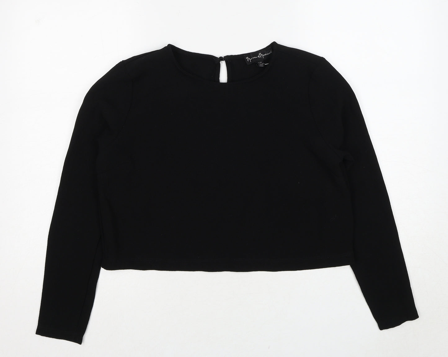 Mercer & Madison Womens Black Polyester Basic Blouse Size M Round Neck