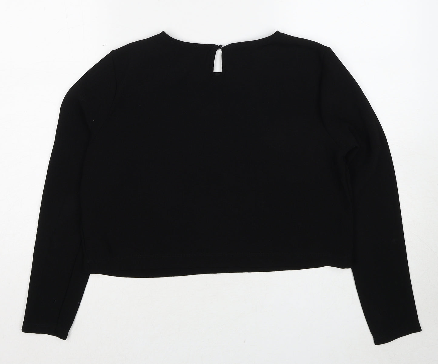 Mercer & Madison Womens Black Polyester Basic Blouse Size M Round Neck