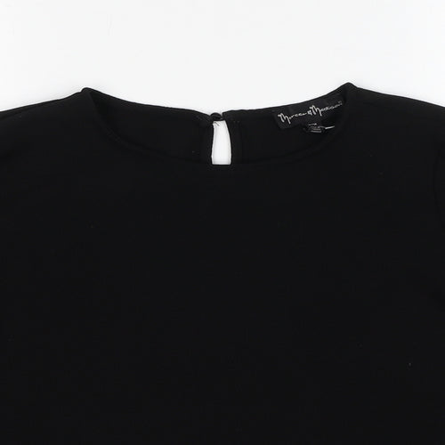 Mercer & Madison Womens Black Polyester Basic Blouse Size M Round Neck