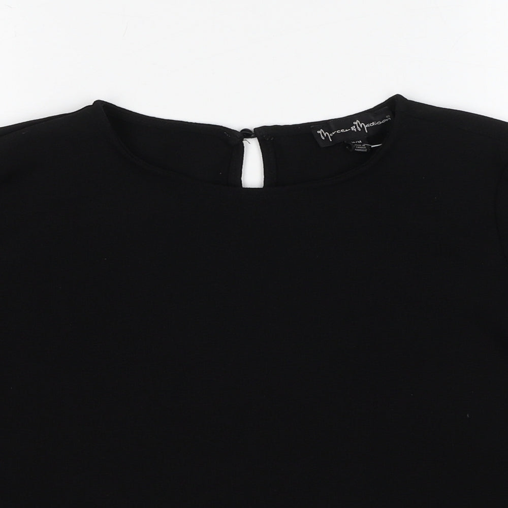 Mercer & Madison Womens Black Polyester Basic Blouse Size M Round Neck