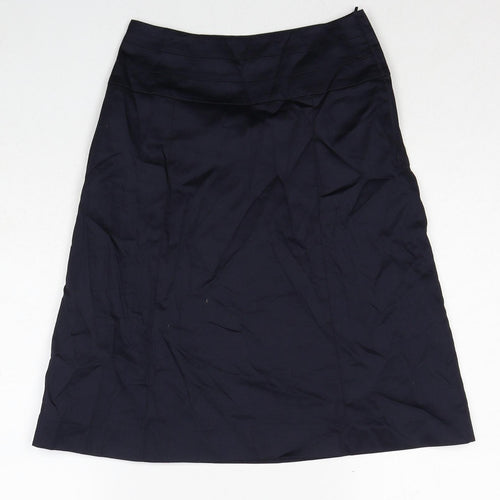 H&M Womens Blue Cotton A-Line Skirt Size 4 Zip