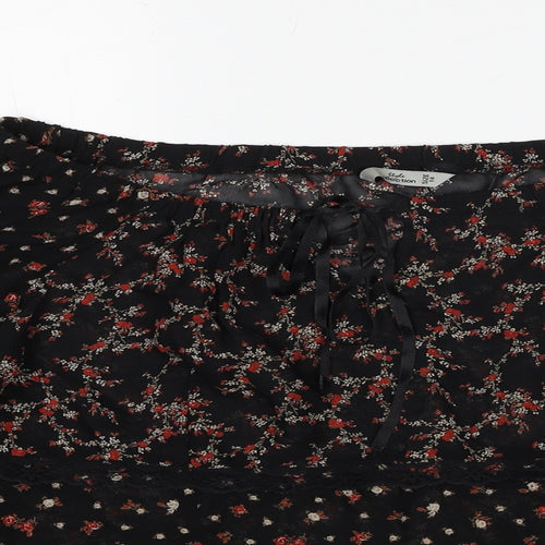 Style Womens Black Floral Viscose Basic Blouse Size 14 Off the Shoulder - Lace Trim