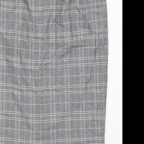 Marks and Spencer Womens Grey Plaid Polyester A-Line Skirt Size 12 Zip