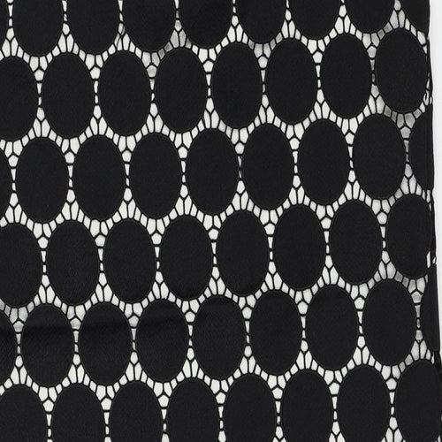 Principles Womens Black Geometric Polyester Shift Size 16 Round Neck Zip - Crocheted Lace Overlay