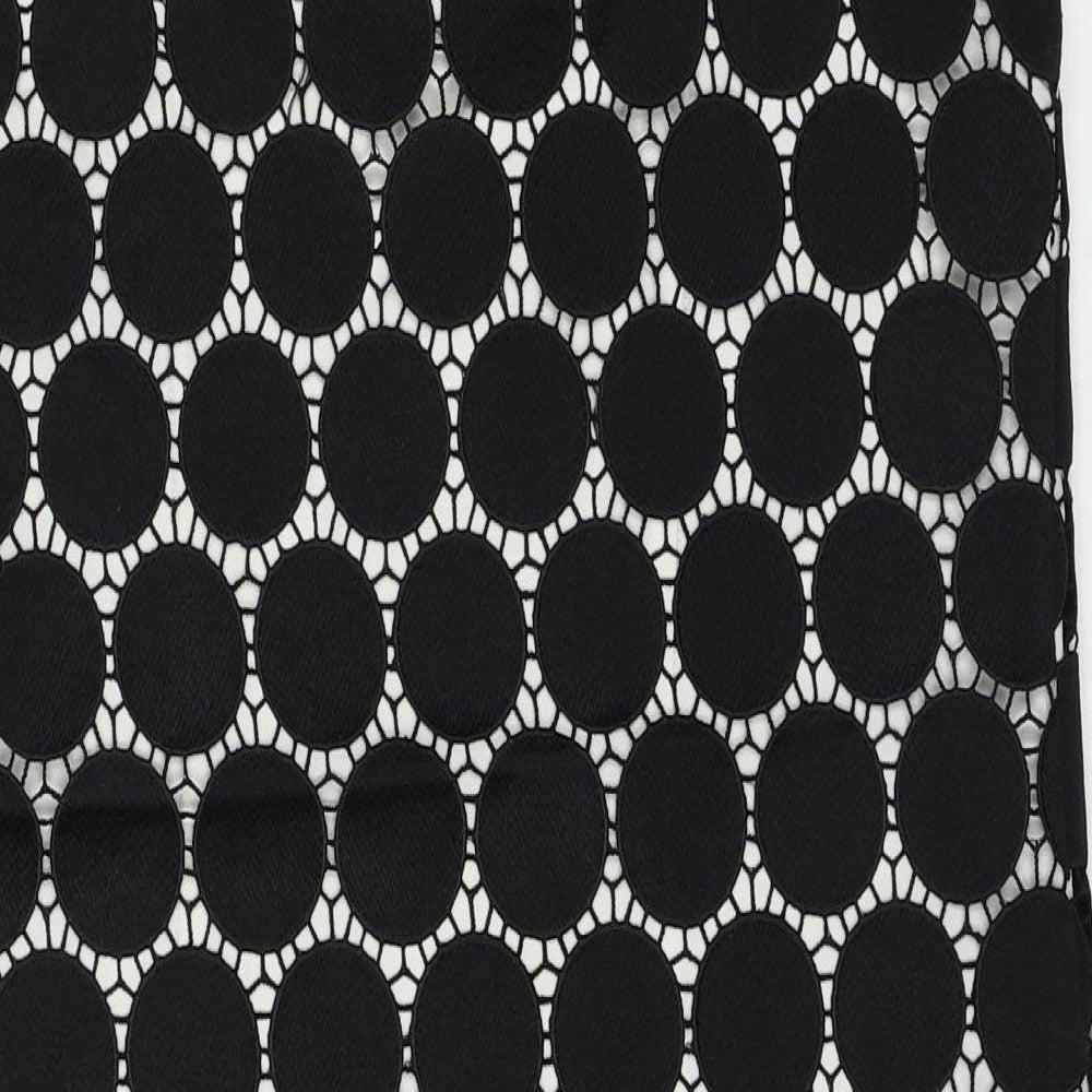 Principles Womens Black Geometric Polyester Shift Size 16 Round Neck Zip - Crocheted Lace Overlay