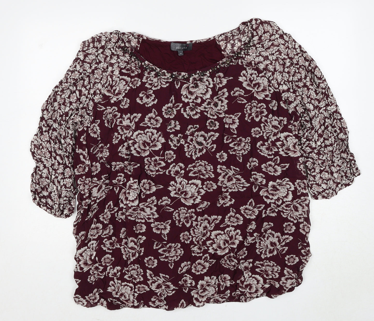 Per Una Womens Multicoloured Floral Viscose Basic Blouse Size 20 Boat Neck - Embellished Neckline