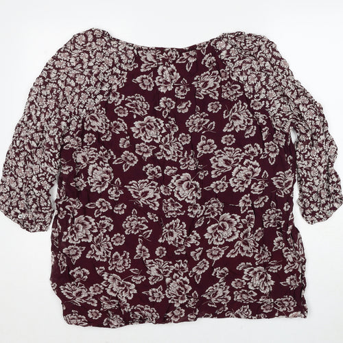 Per Una Womens Multicoloured Floral Viscose Basic Blouse Size 20 Boat Neck - Embellished Neckline