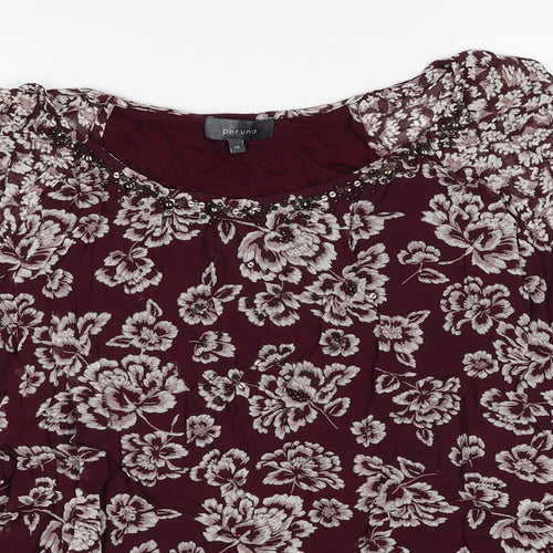 Per Una Womens Multicoloured Floral Viscose Basic Blouse Size 20 Boat Neck - Embellished Neckline