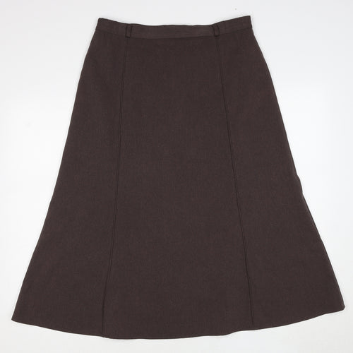 Oscar B. Womens Brown Polyester Swing Skirt Size 14 Zip