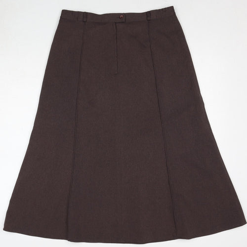 Oscar B. Womens Brown Polyester Swing Skirt Size 14 Zip