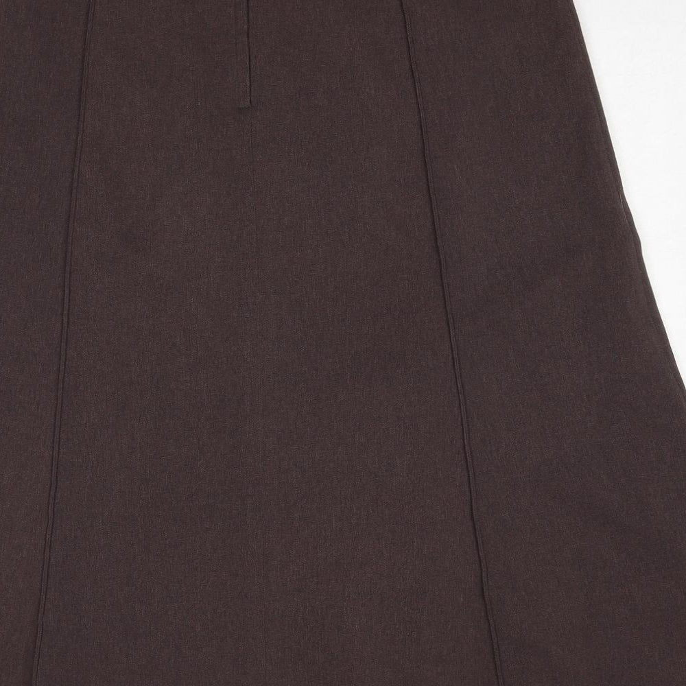 Oscar B. Womens Brown Polyester Swing Skirt Size 14 Zip