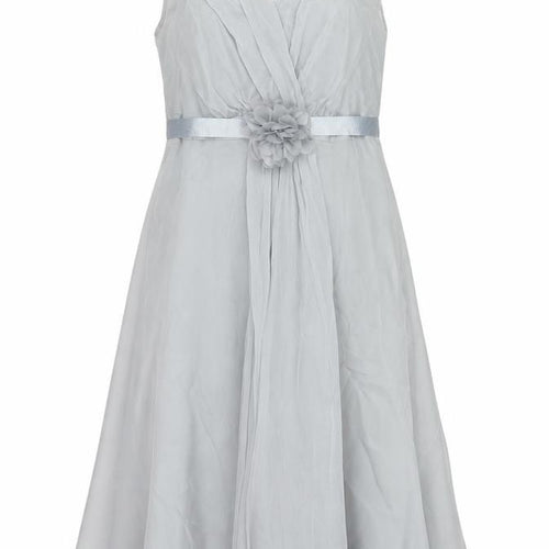 Debut Womens Grey Polyester Fit & Flare Size 12 V-Neck Zip - Flower Detail