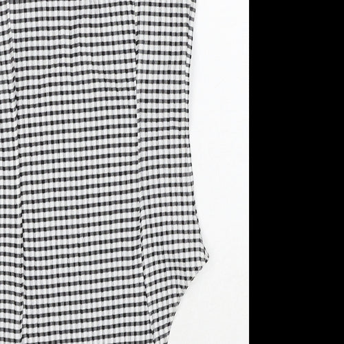 H&M Womens Black Check Polyester Bodysuit One-Piece Size S Snap