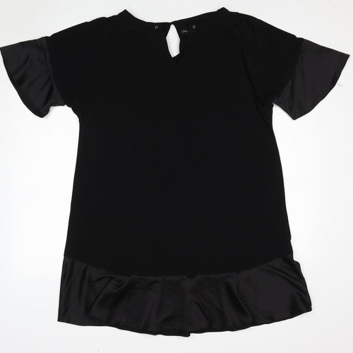 River Island Womens Black Polyester Trapeze & Swing Size M V-Neck Button