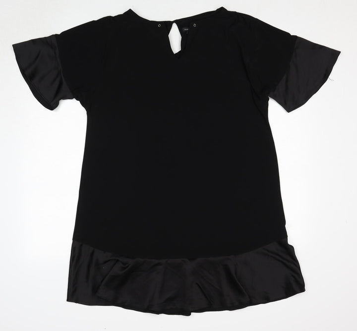 River Island Womens Black Polyester Trapeze & Swing Size M V-Neck Button