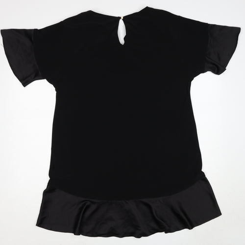 River Island Womens Black Polyester Trapeze & Swing Size M V-Neck Button