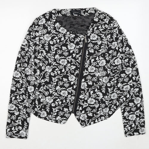 Intown Womens Black Geometric Jacket Size 12 Zip
