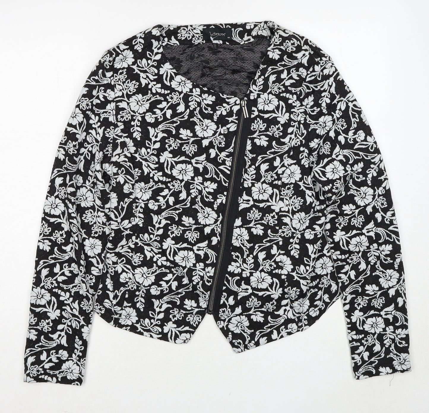 Intown Womens Black Geometric Jacket Size 12 Zip