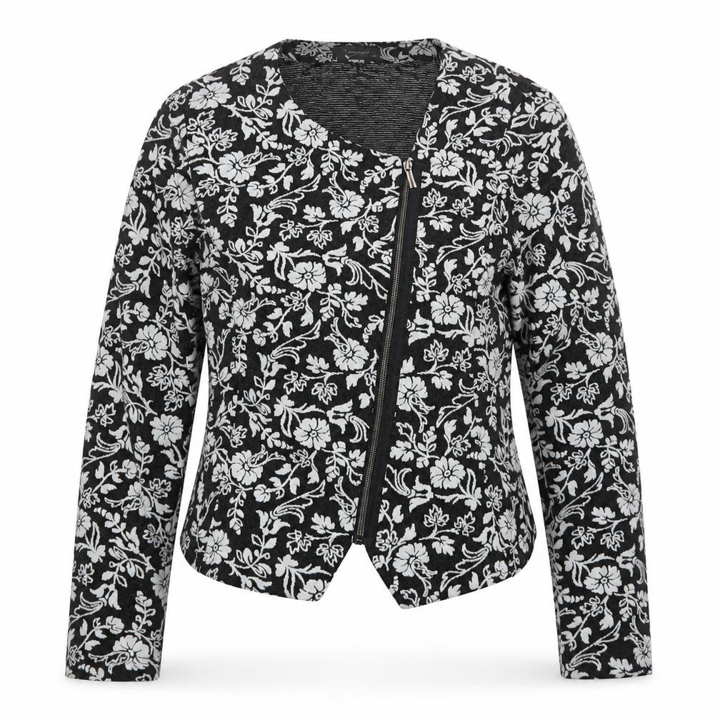 Intown Womens Black Geometric Jacket Size 12 Zip