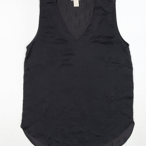 H&M Womens Grey Polyester Basic Tank Size 8 V-Neck