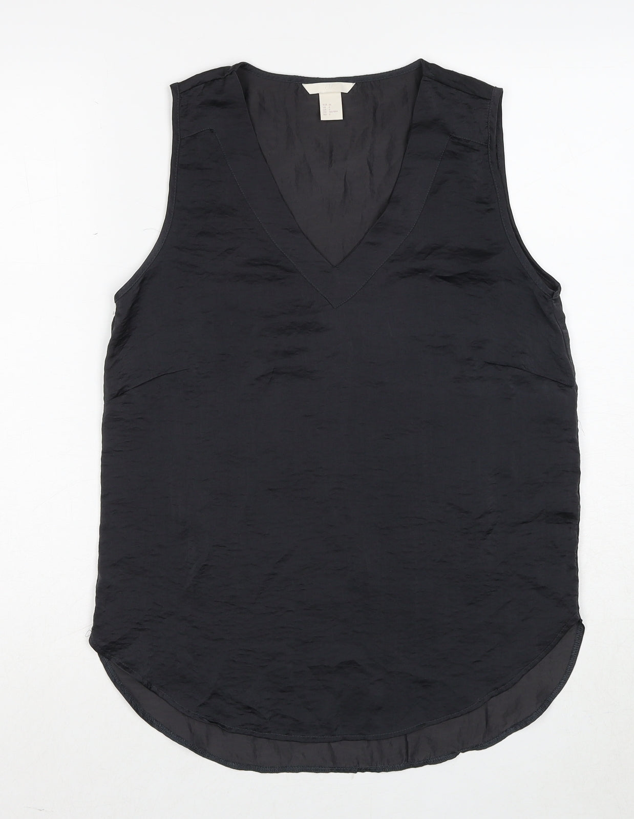 H&M Womens Grey Polyester Basic Tank Size 8 V-Neck
