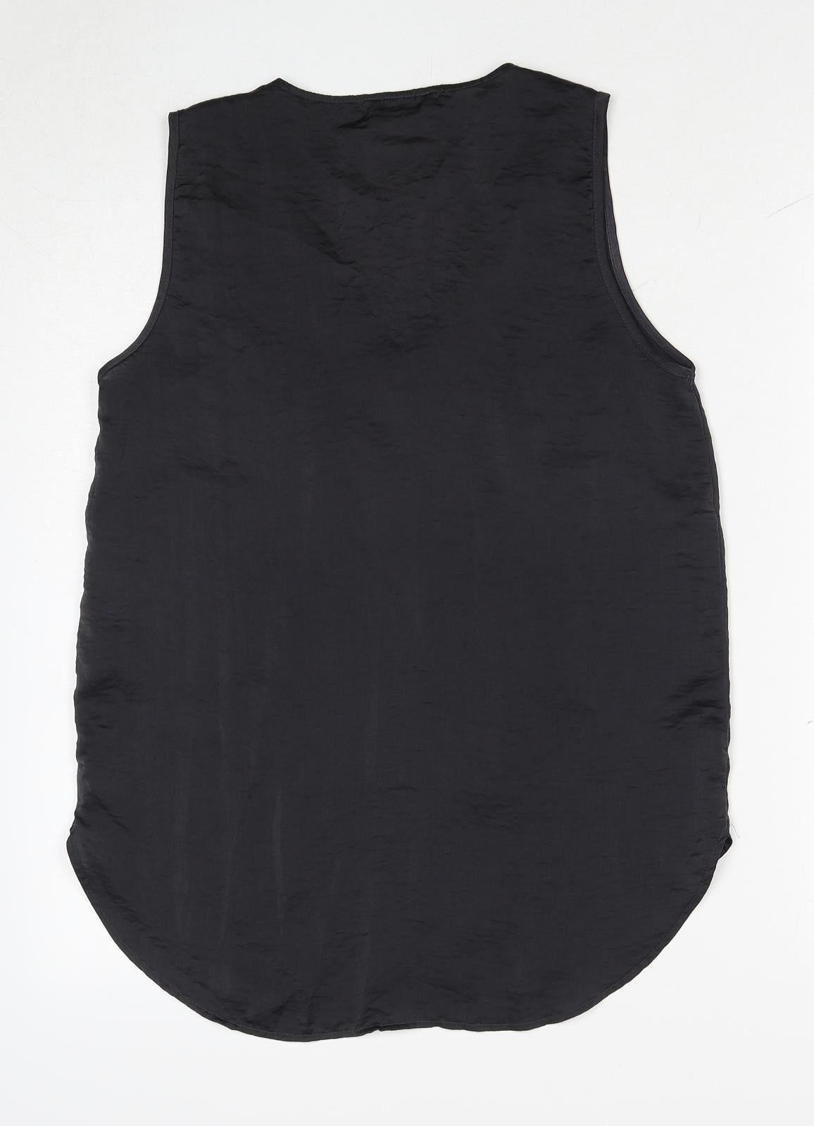 H&M Womens Grey Polyester Basic Tank Size 8 V-Neck