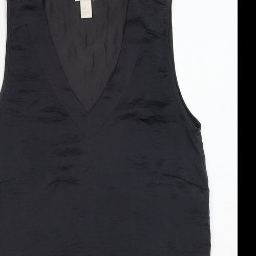 H&M Womens Grey Polyester Basic Tank Size 8 V-Neck