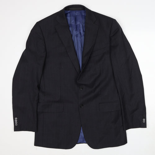 Marks and Spencer Mens Grey Striped Wool Jacket Suit Jacket Size 40 Regular