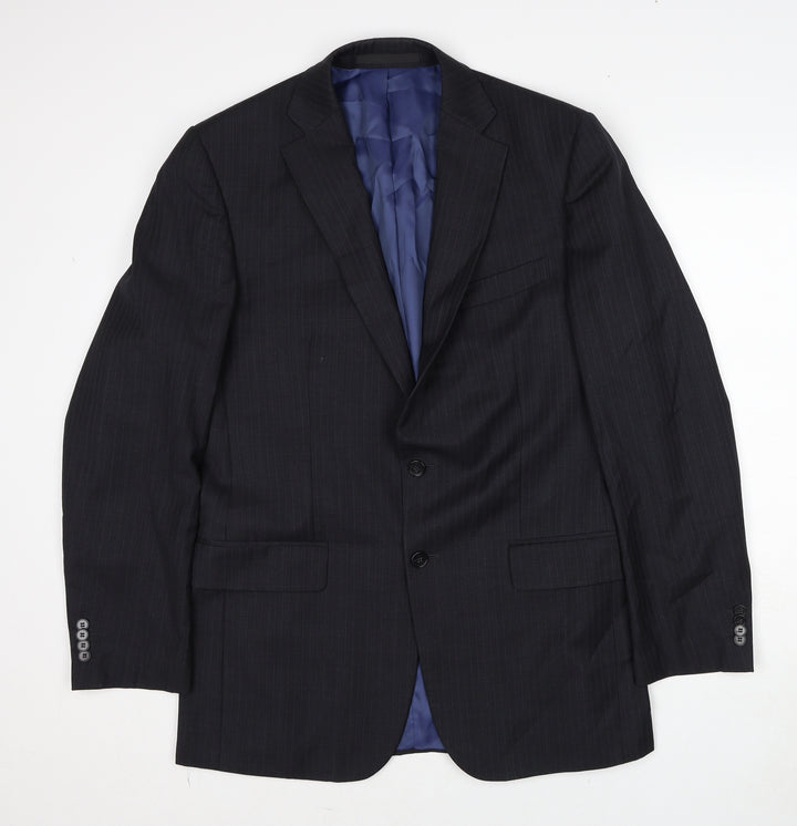 Marks and Spencer Mens Grey Striped Wool Jacket Suit Jacket Size 40 Regular