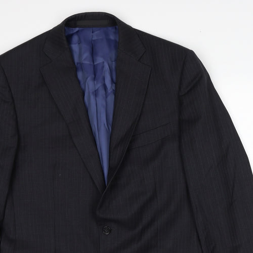 Marks and Spencer Mens Grey Striped Wool Jacket Suit Jacket Size 40 Regular