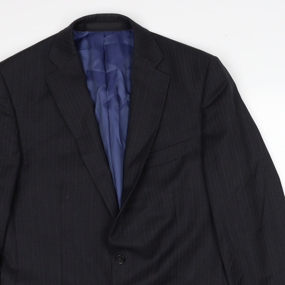Marks and Spencer Mens Grey Striped Wool Jacket Suit Jacket Size 40 Regular