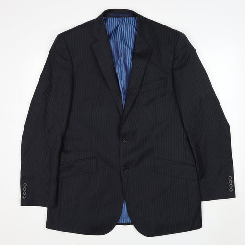 Marks and Spencer Mens Grey Striped Wool Jacket Suit Jacket Size 42 Regular