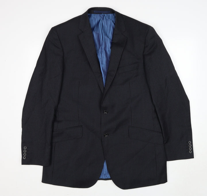 Marks and Spencer Mens Grey Striped Wool Jacket Suit Jacket Size 42 Regular