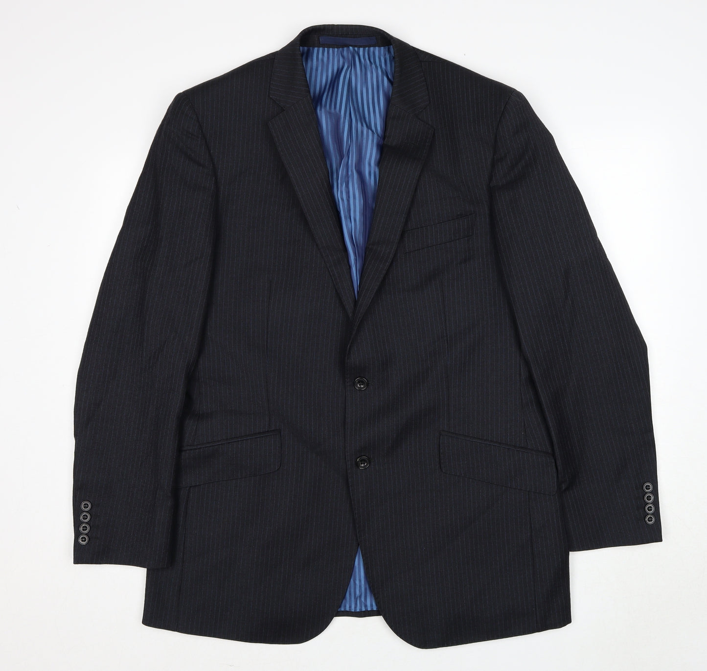 Marks and Spencer Mens Grey Striped Wool Jacket Suit Jacket Size 42 Regular