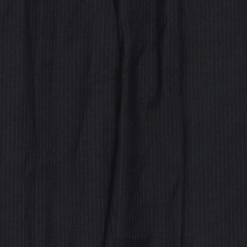 Marks and Spencer Mens Grey Striped Wool Trousers Size 36 in L33 in Regular Zip