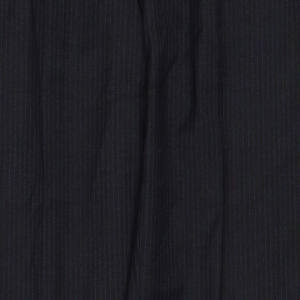 Marks and Spencer Mens Grey Striped Wool Trousers Size 36 in L33 in Regular Zip