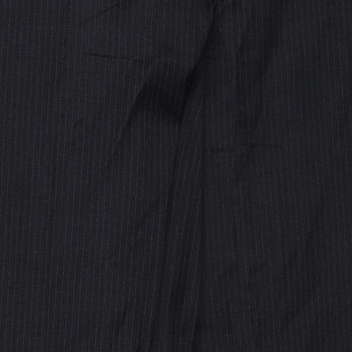 Marks and Spencer Mens Grey Striped Wool Trousers Size 36 in L33 in Regular Zip