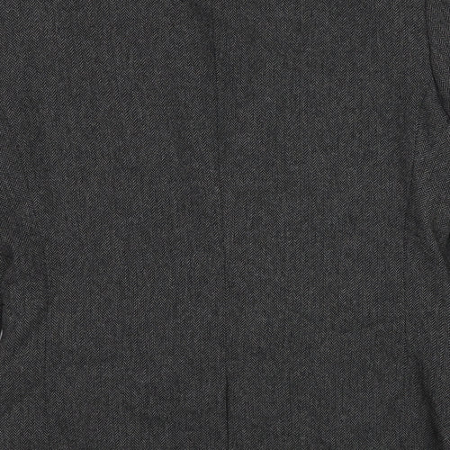 NEXT Mens Grey Herringbone Polyester Jacket Blazer Size 40 Regular - Elbow Patches