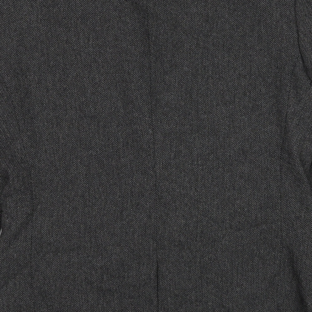 NEXT Mens Grey Herringbone Polyester Jacket Blazer Size 40 Regular - Elbow Patches