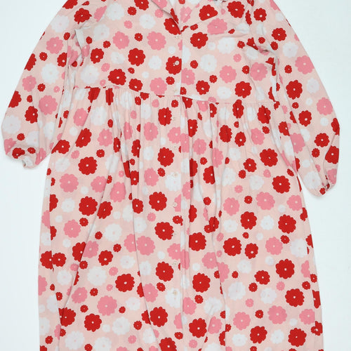 Monki Womens Pink Floral Polyester Shirt Dress Size XL Collared Button