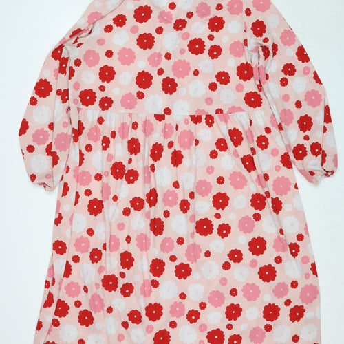 Monki Womens Pink Floral Polyester Shirt Dress Size XL Collared Button